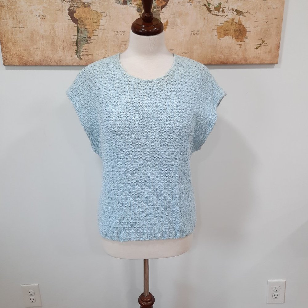 Vtg 70s baby blue knit top - Tempo USA brand